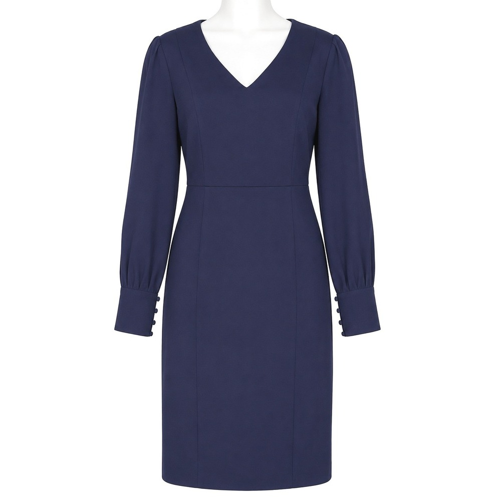 Boden Hannah Sheath Dress Womens 6P Navy V Neck Long Sleeve Work Cocktail NWT